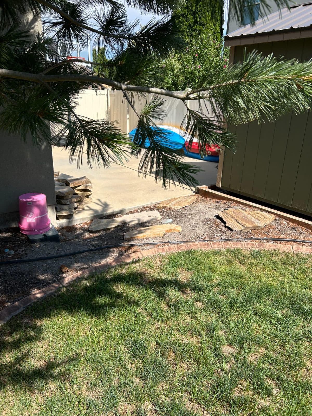Backyard Flagstone addition before