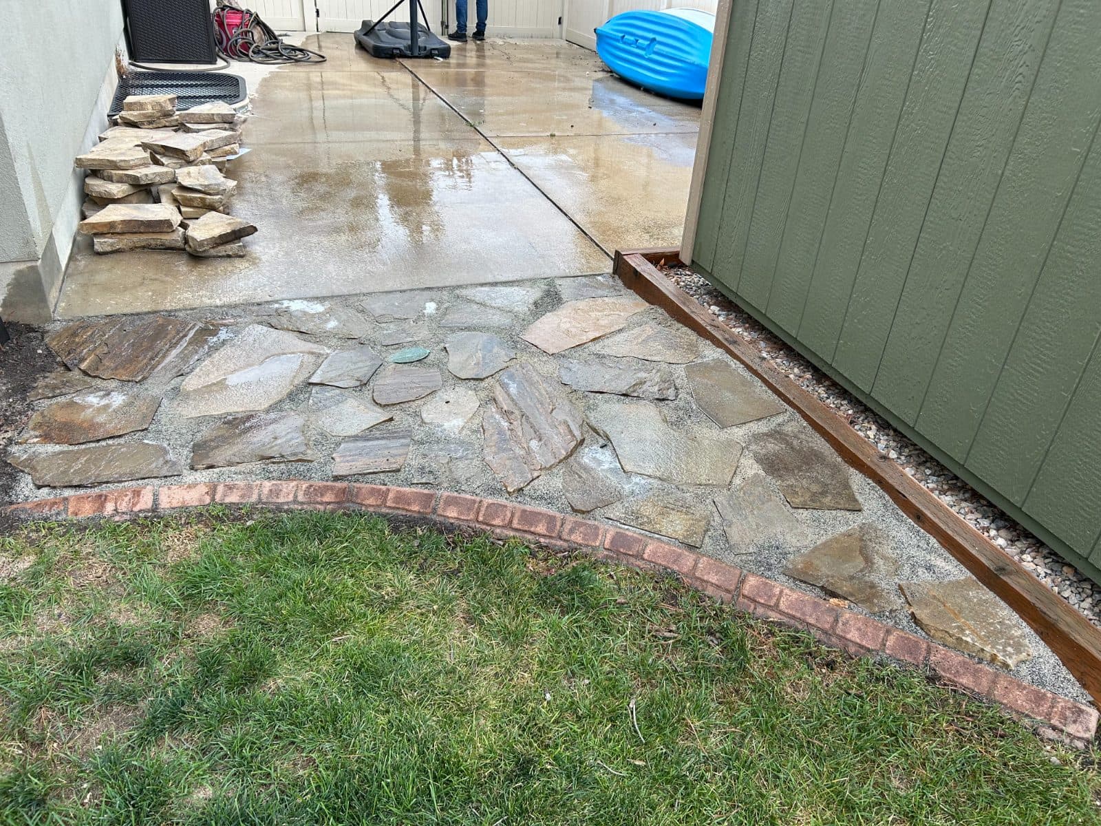 Backyard Flagstone addition after
